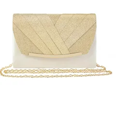 【新品】 [SUNSPOT] パーティーバッグ クラッチバッグ 結婚式 バッグ ハンドバッグ 3WAY ショルダーバッグ シルバー 二次会 披露宴 卒業式 おしゃれ (シャンパンゴールド)