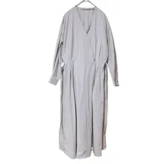 【美品】traditional weather wear トラディショナルウェザーウェア シャツワンピース　カシュクール　ベージュ　グレージュ　レディース　Sサイズ　オシャレ　上品　無地　高級感【Z1810】のサムネイル