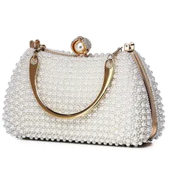 【新品】 [SUNSPOT] 3way パーティーバッグ レディース 結婚式 バッグ パール ハンドバッグ クラッチバッグ 二次会 披露宴 (ベージュ) 1