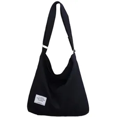 【新品】 [Aquamie] トート バッグ キャンバスバッグ 斜め掛け ファスナー付き 通勤 学生 大容量 A4 (ブラック) 0