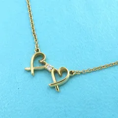 ティファニー ダブルラビングハートネックレス/1Pダイヤ  【無料ギフトラッピング】【Aランク】【中古】