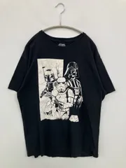 STARWARS スターウォーズ Tシャツ/カットソー L ブラック 前面プリント ブランドロゴ ミドル丈 半袖 クルーネック(丸首)