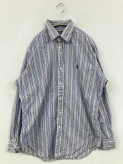 Polo by Ralph Lauren ポロバイラルフローレン シャツ/ブラウス 15 32/33 ブルー コットン ストライプ柄 ワンポイント ブランドロゴ ミドル丈 長袖 ボタンダウン レギュラーカラー