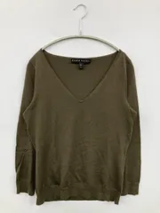Ralph Lauren ラルフローレン ニット/セーター M カーキ ウール・ニット 無地 ミドル丈 長袖 Vネック