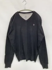 DIESEL ディーゼル ニット/セーター ブラック コットン ナイロン 無地 ワンポイント ミドル丈 長袖 Vネック