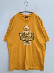 UNIQLO ユニクロ Tシャツ/カットソー L イエロー 前面プリント ブランドロゴ ミドル丈 半袖 クルーネック(丸首)