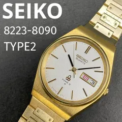SEIKO TYPE2 8223-8090 アナログ クォーツ腕時計 デイデイト 白ホワイト文字盤 ゴールドケース セイコー TYPEⅡ/TYPE2/タイプ2【ジャンク品】