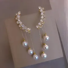 ピアス レディース パール風 揺れる ロング チェーン フラワー ビジュー ゴールド 上品 高見え 韓国風 おしゃれ フェミニン 大人可愛い デート 女子会 パーティー クリスマス バレンタイン 結婚式 二次会 入学式 卒業式 人気