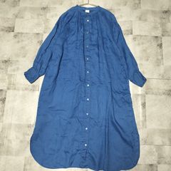 fog linen work リネン100% 長袖シャツワンピース 青銅色 - メルカリ