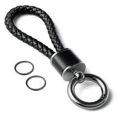 【特価セール】[PIAQEIOZ] キーホルダー 車 カラビナ キーホルダー 革 編み込み 自転車 鍵 キーホルダー おしゃれ バイク キーリング付き キーチェーン メンズ レディース レザー 紛失防止 人気 男女兼用