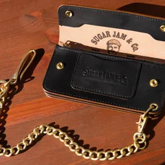 【栃木レザー】ロングトラッカーウォレット 丘染めブラック