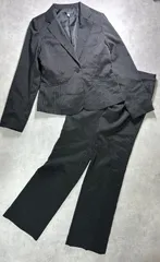 LLサイズ 大きいサイズ so Lady パンツスーツ セットアップ ストライプ 黒 ビジネス フォーマル 1ボタン センタープレス 2点 美脚