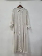 アイボリー シャツ型 ロング ONE PIECE