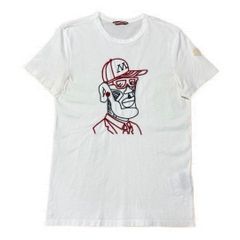 美品☆ モンクレール フェイス S ホワイトワッペン Tシャツ 5S393 