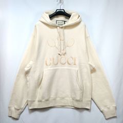 GUCCI テニスロゴ 刺繍 プルオーバー パーカー ホワイト - メルカリ