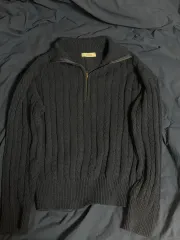 オータム ハーフジップ ニット ネイビー