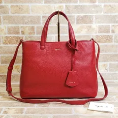 アニエスベー ☆ イリス シュリンクレザー 2way トートバッグ ショルダーバッグ 底鋲付き レッド iris agnes b.のサムネイル