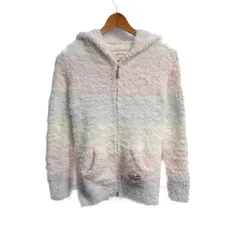 ジェラートピケ パーカー 長袖 ストレッチ ルームウエア トップス レディース Fサイズ ピンク×ブルー×イエロー gelato pique 【中古】