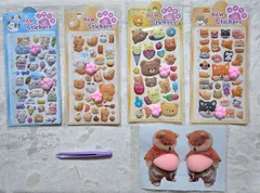 肉球＋柴犬おなかシール　3Dシール　ぷにぷにシール　ぷくぷくシール 　4枚セット＋２枚おなかシール+ピンセット1本付き