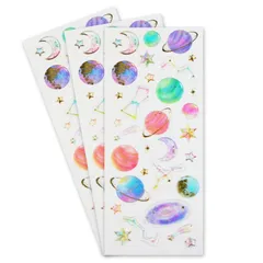 ご褒美シール 3D 宇宙 立体 デコレーション 半透明 3シート入り きらきらぷんぷん丸 3D-010