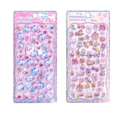 3Dシール 立体 シール可愛いぷくぷく ごほうび キラキラ携帯電話飾りDIY 手帳用 日記帳用 贈り物 手芸用品 (10+12)
