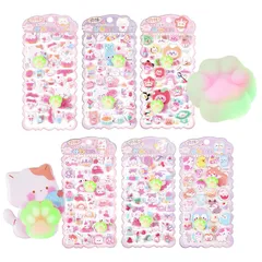 【入手困難シリーズ】【ぷにぷに動物シール】立体3Dぷっくりデザイン もちもち触感 貼り直しOK もっちりスクイーズ ステッカー DIYデコレーション 携帯電話 文房具飾り 可愛いアニマルモチーフ 子ども向け ギフト プレゼント 入学お祝い 誕生日 ご褒美 女の