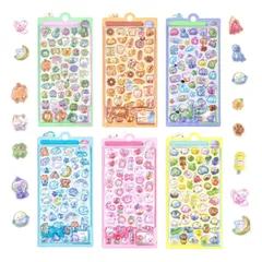 【女の子に人気】3D 立体 シール たっぷり ごほうび デコシール DIY 手帳 スマホ 水筒 ノートPC 文具 はがしやすい ギフト (オプションG - 6枚)