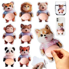 ぷにぷにシール 動物 ぷっくりシール 立体 犬 柔らかい お腹 3dステッカー デブ 犬 かわいい 大きな腹 ステッカー 5/15/30枚 ストレス解消おもちゃ 子供 大人 デコレーション DIY 手帳 水筒 アルバム 携帯電話飾り用 日記帳用 手芸用品 (ラ