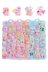 Barsado シール 女の子 可愛い ぷっくり ご褒美 立体 3Dシール 4枚セット