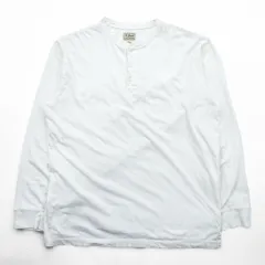 L.L.Bean ヘンリーネック 長袖 ロングスリーブ Tシャツ ロンT L ホワイト コットン AUB4