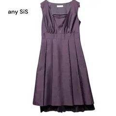 ●棚番号BC-2 any SiS エニィスィス ワンピース ドレス パープル 紫 2 M相当 結婚式 二次会 パーティー 膝丈 プリーツ チュール オンワード