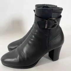 【即購入の場合はお値段交渉OK】Riz raffinee　リズラフィーネ　本革　 ショートブーツ 22.5cm ブラック サイドジップ 2way 美品のサムネイル