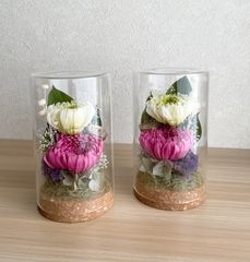 お盆用 プリザーブドフラワー ③オーダー承ります ＊ガラスケース 対 蓮入 仏花 お盆用 プリザーブドフラワー ③オーダー承ります ＊ガラスケース 対