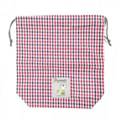PEANUTS スヌーピー マチあり巾着ギンガム レッド