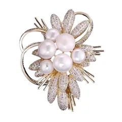 【新品】 FASELE ブローチ パール 花輪 優雅的 ジルコニア コサージュ 胸飾り キラキラ 卒業式 入学式 結婚式 セレモニー フォーマル ジャケット スーツ ドレス アクセ パーティー ピン 母の日 ギフト 贈り物 プレゼント 1