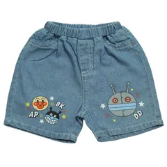 新品 [バンダイ] 【本体綿100％】2026年 夏物 アンパンマン デニム ハーフパンツ Anpanman サックス◇90cm