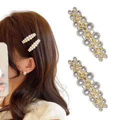 新品 Doyime ヘアピン バレッタ ヘアクリップ 2本セット パール パッチンピン 前髪クリップ 可愛い 上品 おしゃれ 髪飾り 入学式 卒業式 結婚式 パーティー 記念日 プレゼント