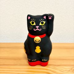 陶器置き物 作家蝉丸 招き猫「六太郎」 (黒) - メルカリ