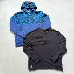 【まとめ売り】2点セット PUMA プーマ 長袖フード付きジップアップパーカー 長袖ワッフルクルーネックカットソー メンズLサイズ