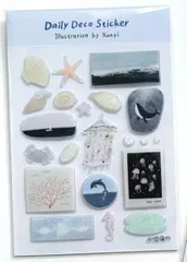 CAWKAY 3Dオーシャンシール 海の景色 海の生物 デコシール シール交換 プレゼント SNS映え 携帯電話 ノート 手帳用 水筒 (4, 4枚セット) [4] [4枚セット]