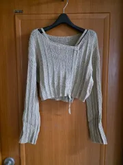 (新品) キャミソール&片方シャーリング クロップド丈 ニット セット