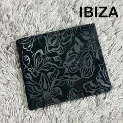 【美品】IBIZA イビザ 二つ折り財布 レザー ブラック 花柄 エンボスのサムネイル