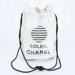 美品 シャネル SOLEIL ロゴ プールバッグ 巾着 型 ホワイト ショルダーバッグ 肩掛け ハンド A4 レディース RBM DW7-10【中古】