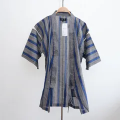 甚平 羽織 着物 ブルーストライプ 綿100% Mサイズ メンズ 夏用 和風 ルームウェア カジュアル 部屋着