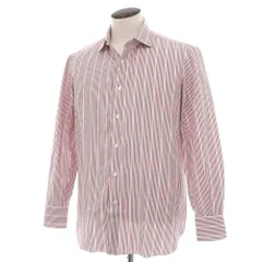 【中古】イザイア ISAIA コットン ストライプ セミワイドカラー ドレスシャツ レッドxホワイト【サイズ41】【メンズ】のサムネイル