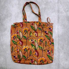 niko and ... ニコアンド 花柄刺繍文字　トートバッグ　ドローストリング　ブラウン系