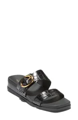 コールハーン レディース シューズ ヒール サンダル Cole Haan Oaklynn Wedge Sandal Black Croc Print Leather ブラック