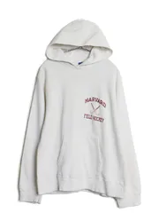 【お得なクーポン配布中!】 80s USA製 チャンピオン ハーバード 3段 カレッジ プリント スウェット フード パーカー メンズ L M 程 ヴィンテージ トレーナー 裏起毛 白