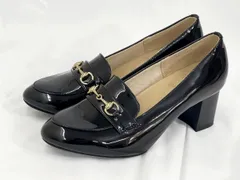 美品 HARUTA ハルタ ROPE' PICNIC PASSAGE byHARUTA/ヒールアップビットローファー エナメル ミドルヒール パンプス size24.0/黒 ■■レディース