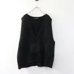 ミズイロインド mizuiro ind ヘアリーVネックベスト ｜ブラック トップス プルオーバー ノースリーブ カールヘア【2400014926415】